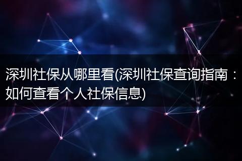 深圳社保从哪里看(深圳社保查询指南：如何查看个人社保信息)