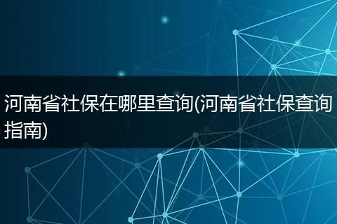 河南省社保在哪里查询(河南省社保查询指南)
