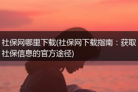 社保网哪里下载(社保网下载指南：获取社保信息的官方途径)
