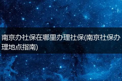 南京办社保在哪里办理社保(南京社保办理地点指南)