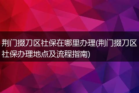 荆门掇刀区社保在哪里办理(荆门掇刀区社保办理地点及流程指南)