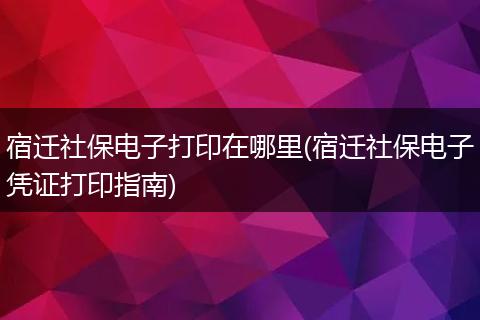 宿迁社保电子打印在哪里(宿迁社保电子凭证打印指南)