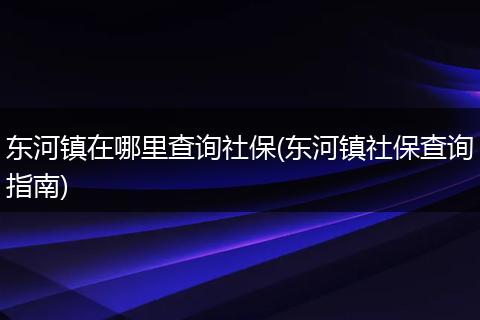 东河镇在哪里查询社保(东河镇社保查询指南)