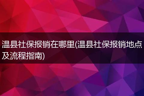 温县社保报销在哪里(温县社保报销地点及流程指南)