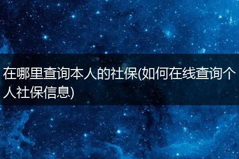 在哪里查询本人的社保(如何在线查询个人社保信息)