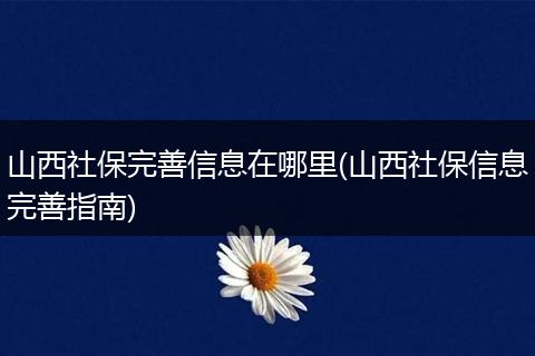 山西社保完善信息在哪里(山西社保信息完善指南)