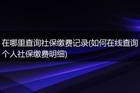 在哪里查询社保缴费记录(如何在线查询个人社保缴费明细)