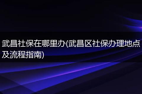 武昌社保在哪里办(武昌区社保办理地点及流程指南)