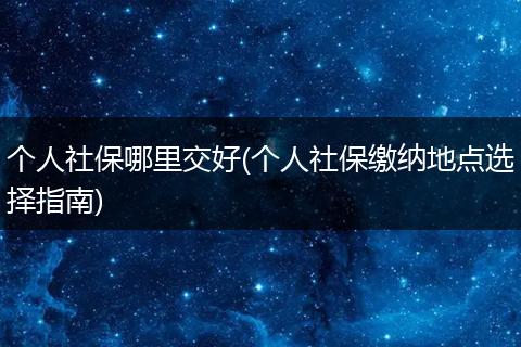 个人社保哪里交好(个人社保缴纳地点选择指南)