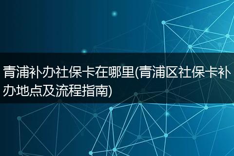青浦补办社保卡在哪里(青浦区社保卡补办地点及流程指南)
