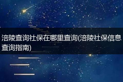 涪陵查询社保在哪里查询(涪陵社保信息查询指南)