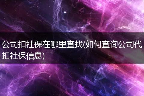 公司扣社保在哪里查找(如何查询公司代扣社保信息)