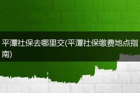 平潭社保去哪里交(平潭社保缴费地点指南)