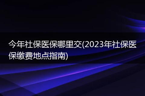今年社保医保哪里交(2023年社保医保缴费地点指南)