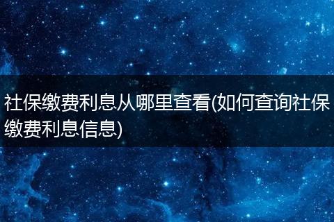 社保缴费利息从哪里查看(如何查询社保缴费利息信息)