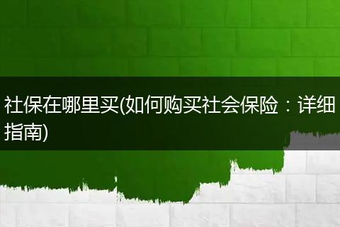 社保在哪里买(如何购买社会保险：详细指南)