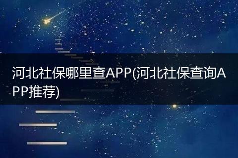 河北社保哪里查APP(河北社保查询APP推荐)