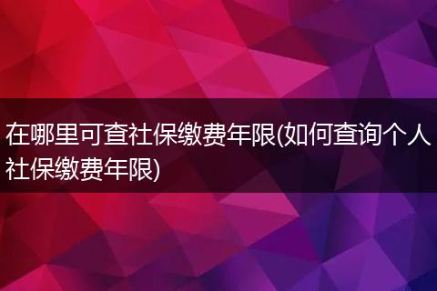 在哪里可查社保缴费年限(如何查询个人社保缴费年限)