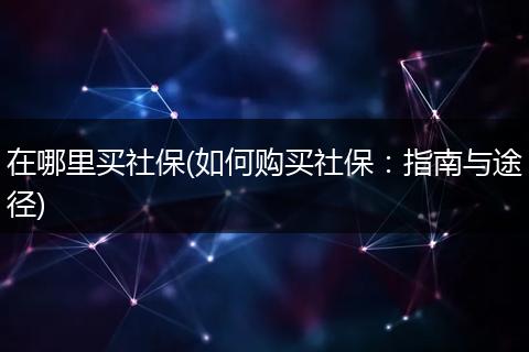 在哪里买社保(如何购买社保：指南与途径)