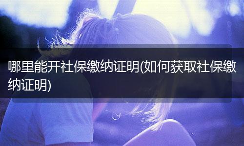 哪里能开社保缴纳证明(如何获取社保缴纳证明)