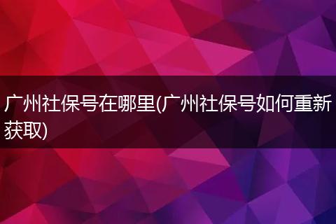广州社保号在哪里(广州社保号如何重新获取)