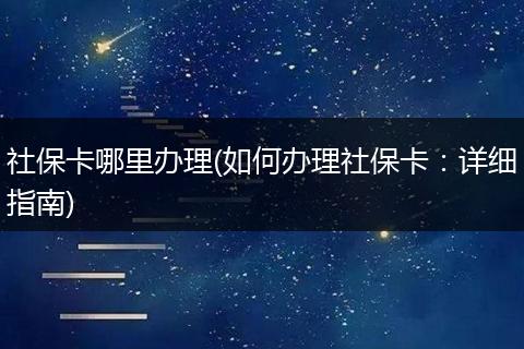 社保卡哪里办理(如何办理社保卡：详细指南)