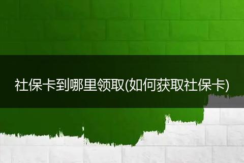 社保卡到哪里领取(如何获取社保卡)