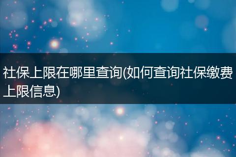 社保上限在哪里查询(如何查询社保缴费上限信息)