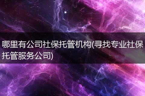 哪里有公司社保托管机构(寻找专业社保托管服务公司)