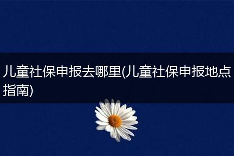 儿童社保申报去哪里(儿童社保申报地点指南)