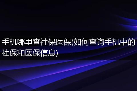 手机哪里查社保医保(如何查询手机中的社保和医保信息)