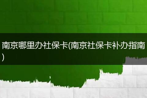 南京哪里办社保卡(南京社保卡补办指南)
