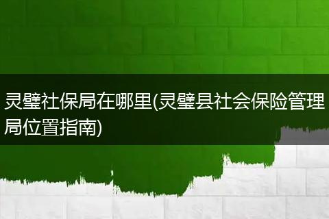 灵璧社保局在哪里(灵璧县社会保险管理局位置指南)