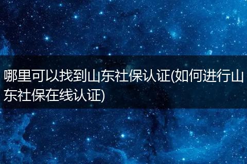 哪里可以找到山东社保认证(如何进行山东社保在线认证)