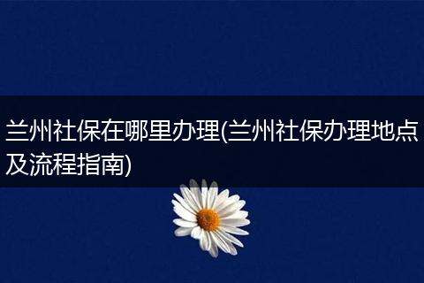 兰州社保在哪里办理(兰州社保办理地点及流程指南)