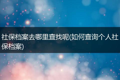 社保档案去哪里查找呢(如何查询个人社保档案)