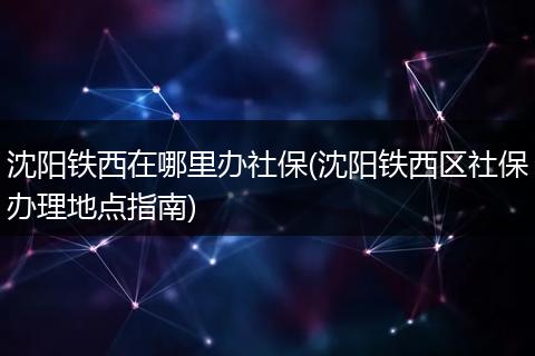 沈阳铁西在哪里办社保(沈阳铁西区社保办理地点指南)