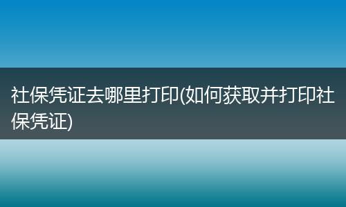 社保凭证去哪里打印(如何获取并打印社保凭证)