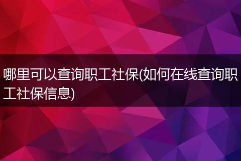 哪里可以查询职工社保(如何在线查询职工社保信息)