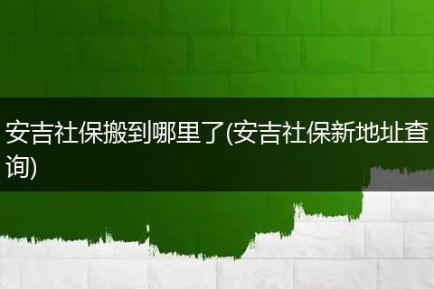 安吉社保搬到哪里了(安吉社保新地址查询)