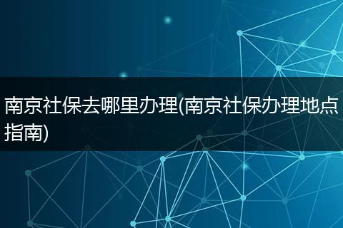 南京社保去哪里办理(南京社保办理地点指南)