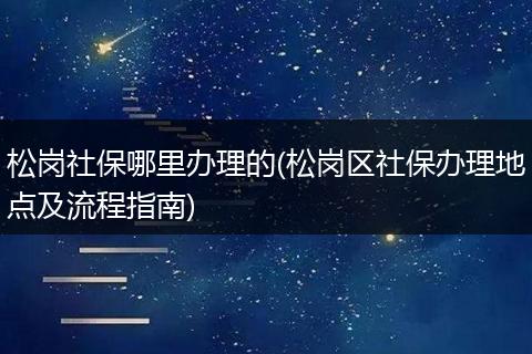 松岗社保哪里办理的(松岗区社保办理地点及流程指南)