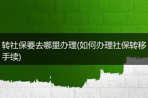 转社保要去哪里办理(如何办理社保转移手续)