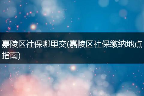 嘉陵区社保哪里交(嘉陵区社保缴纳地点指南)