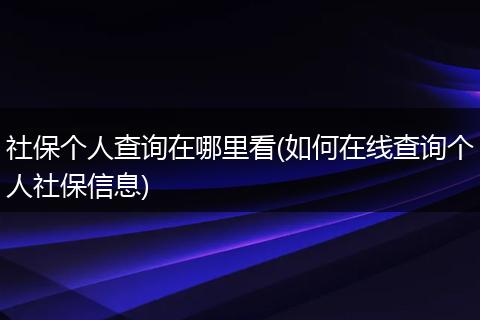 社保个人查询在哪里看(如何在线查询个人社保信息)