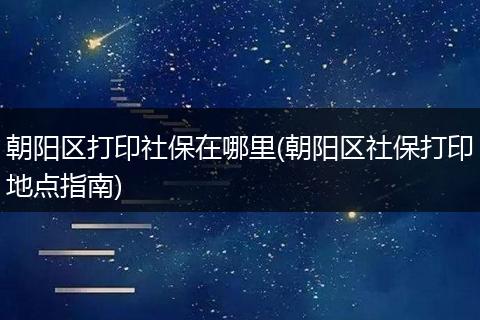 朝阳区打印社保在哪里(朝阳区社保打印地点指南)