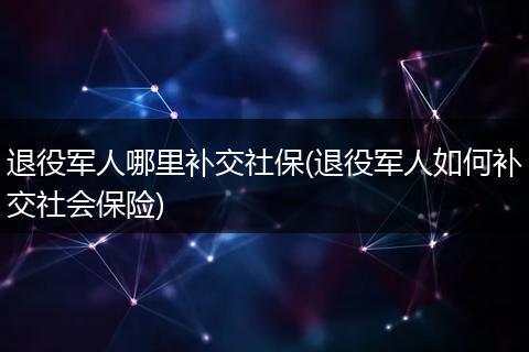 退役军人哪里补交社保(退役军人如何补交社会保险)