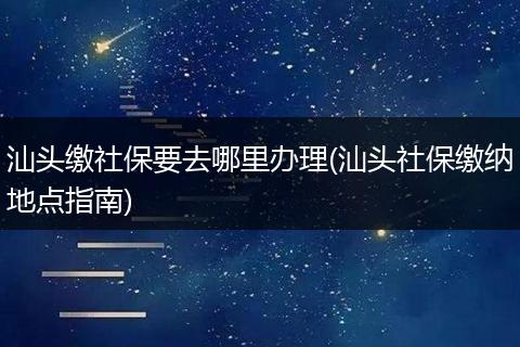 汕头缴社保要去哪里办理(汕头社保缴纳地点指南)