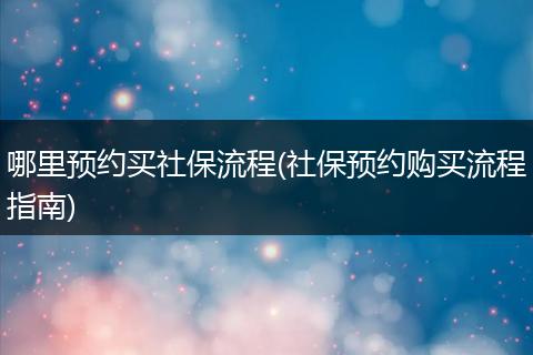 哪里预约买社保流程(社保预约购买流程指南)