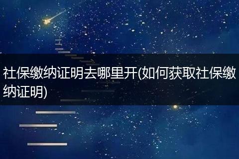 社保缴纳证明去哪里开(如何获取社保缴纳证明)